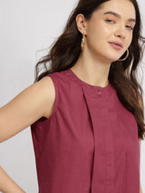 Cotton Pleated Top - Red