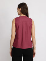 Cotton Pleated Top - Red