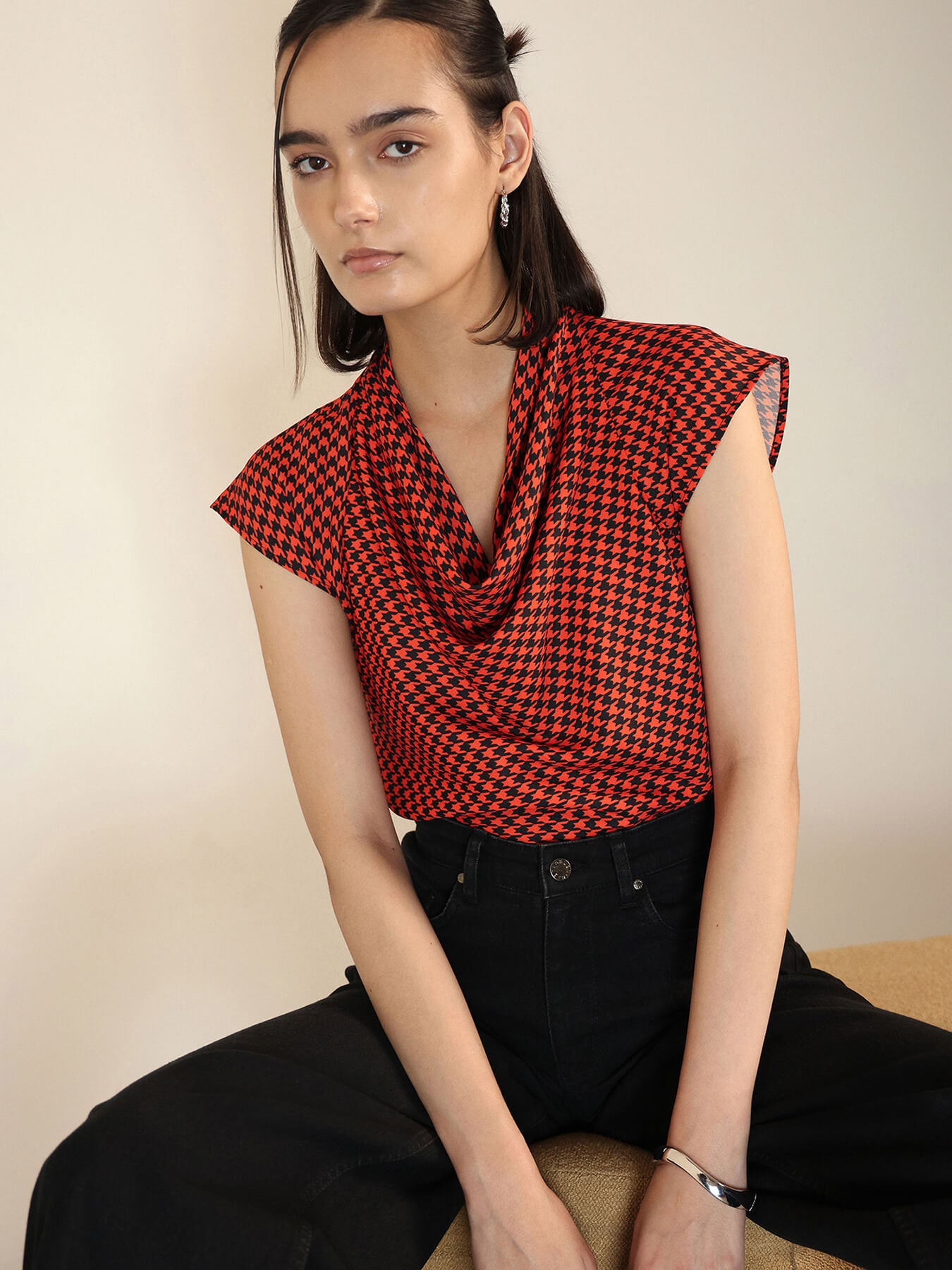 Cowl Neck Top - Orange