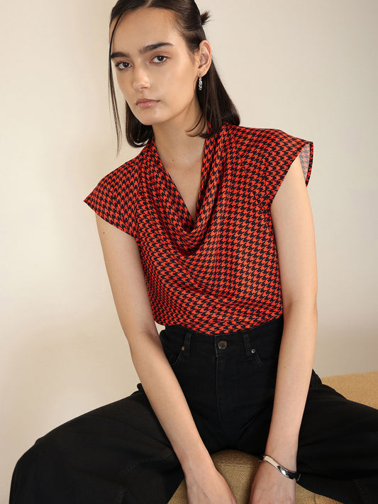 Cowl Neck Top - Orange