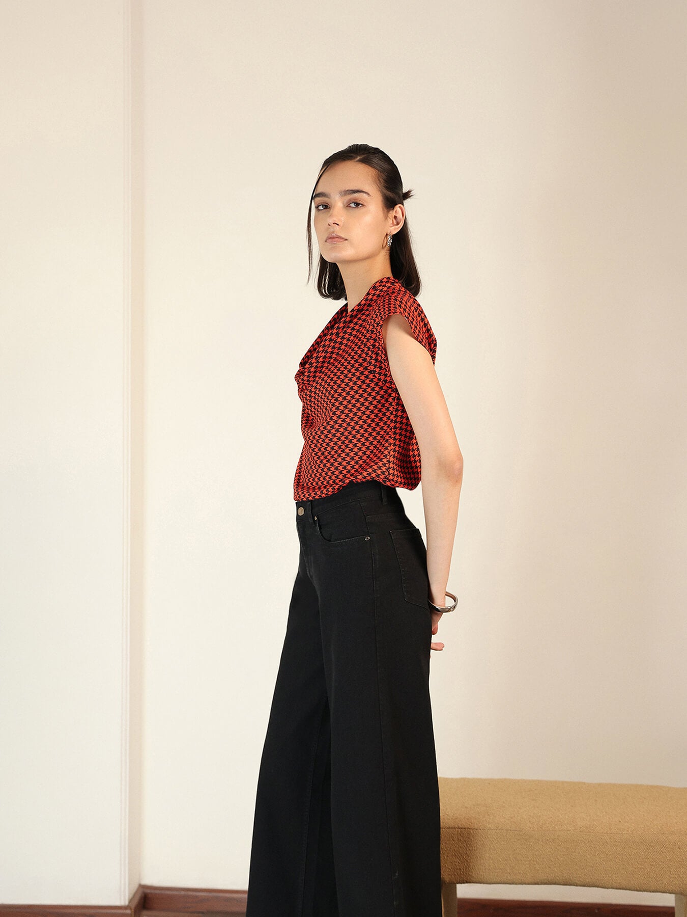 Cowl Neck Top - Orange