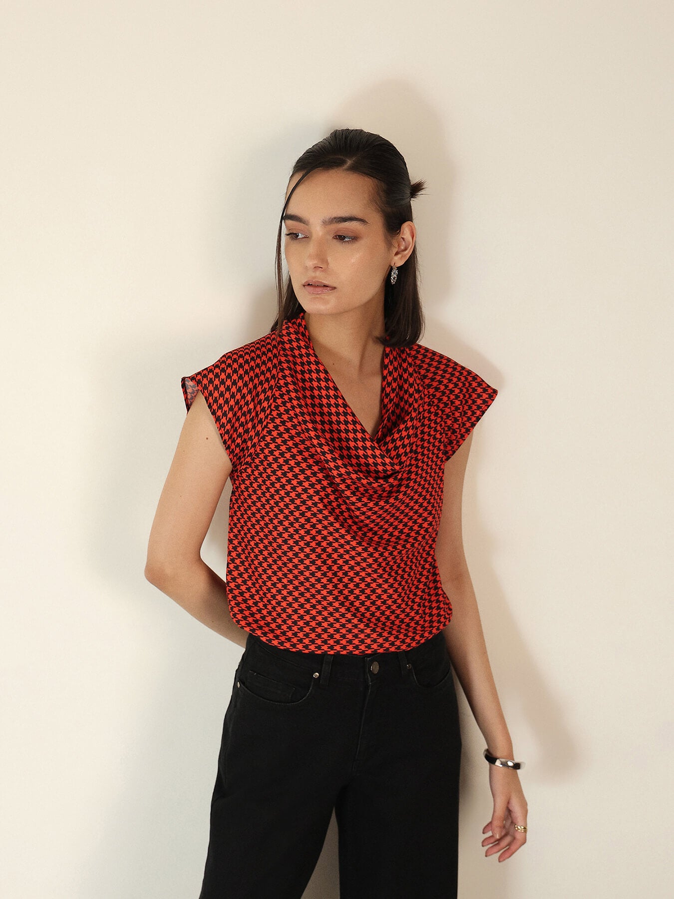 Cowl Neck Top - Orange