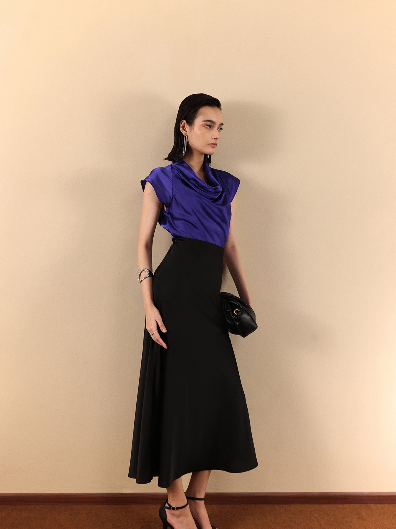 Satin Cowl Top - Royal Blue