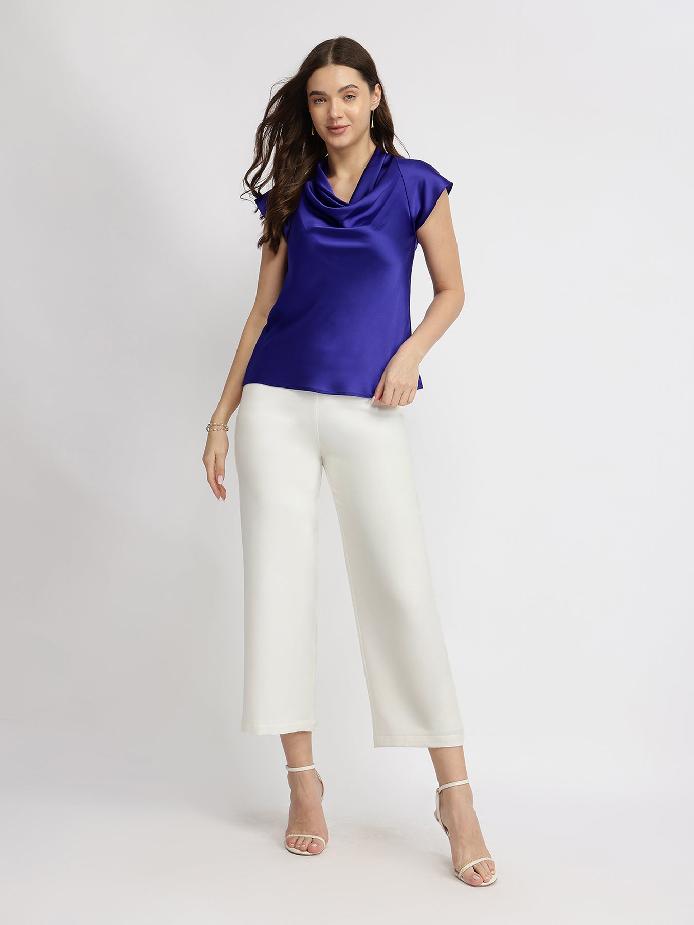 Satin Cowl Top - Royal Blue