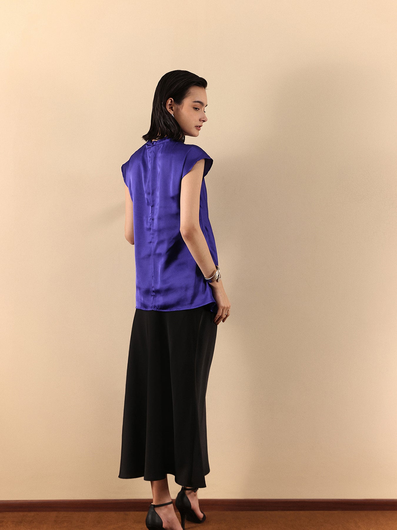 Satin Cowl Top - Royal Blue