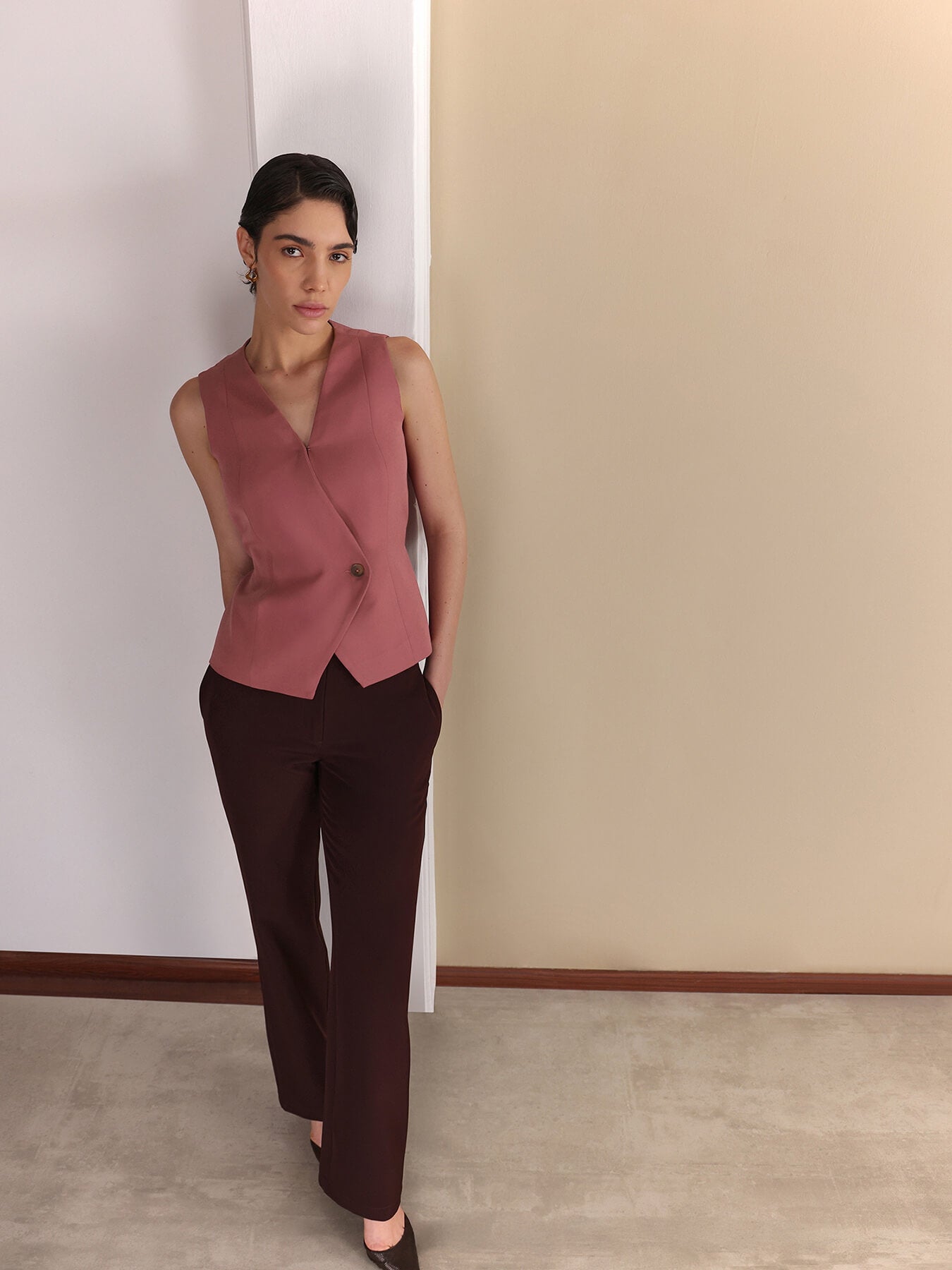 V-Neck Vest - Dusty Pink