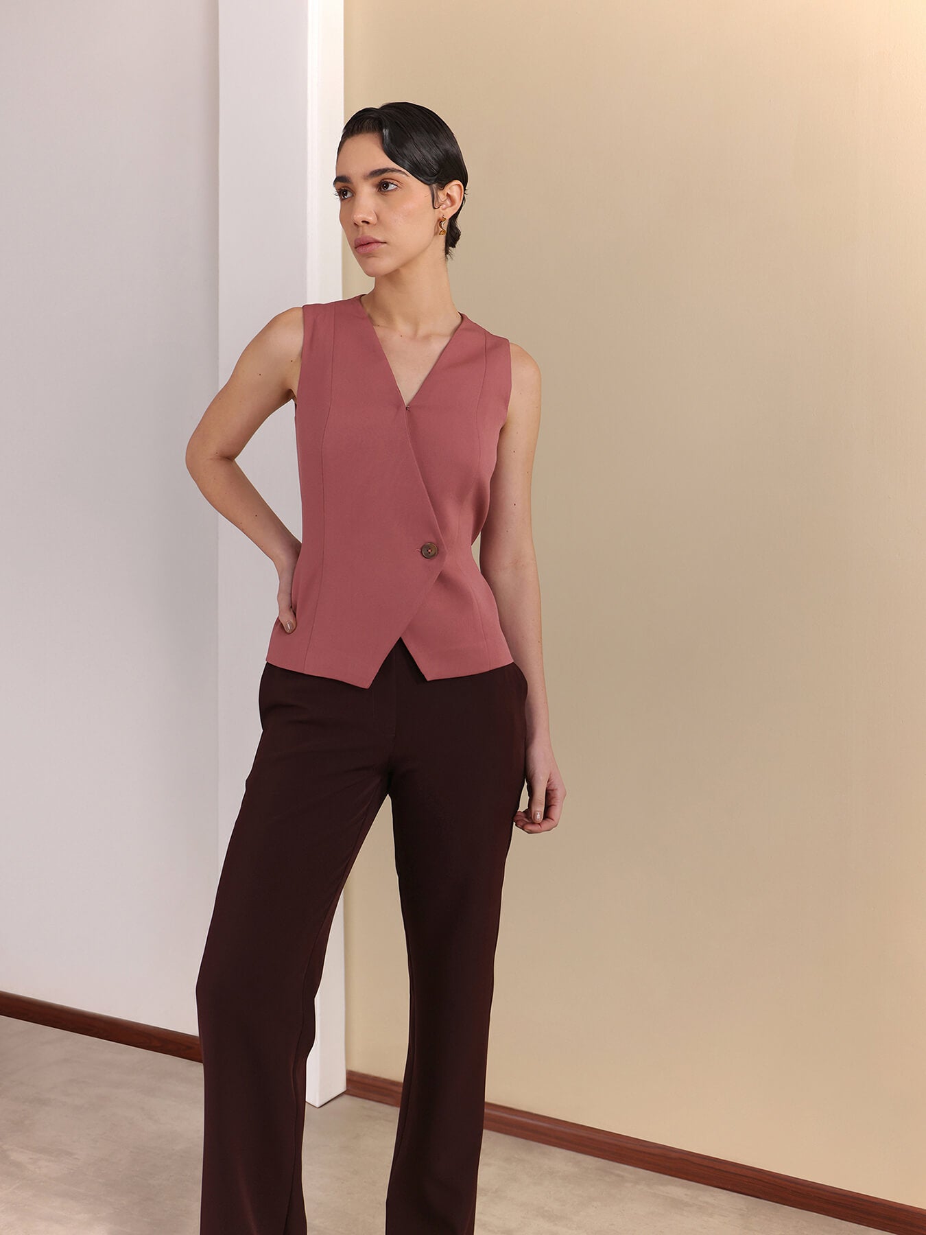 V-Neck Vest - Dusty Pink