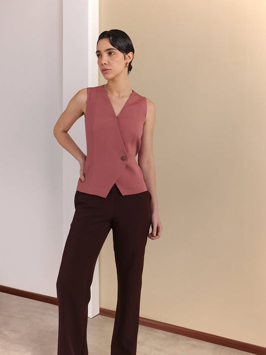 V-Neck Vest - Dusty Pink