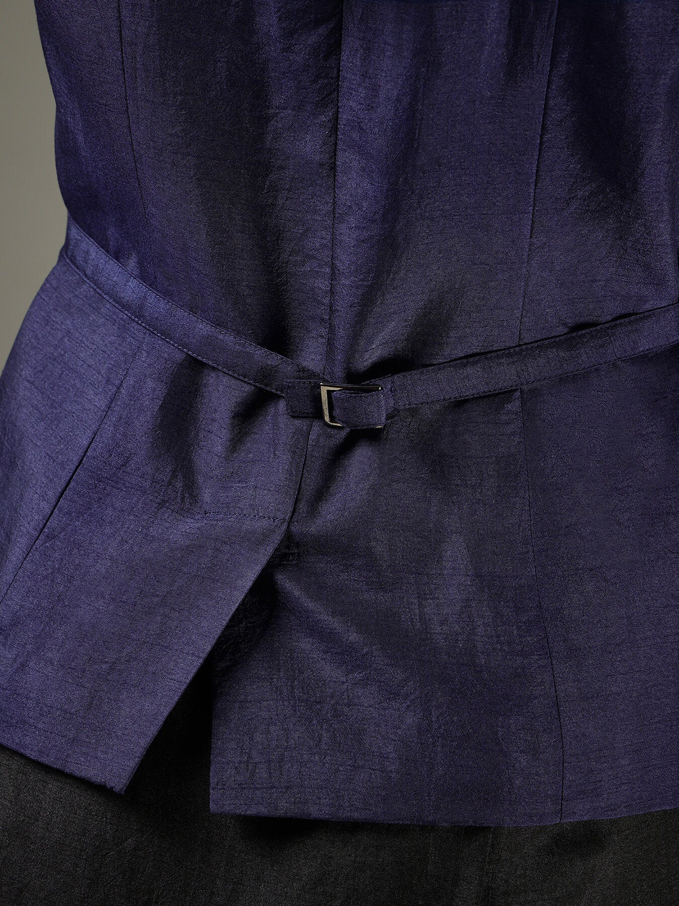 Silk V-Neck Waistcoat - Navy Blue