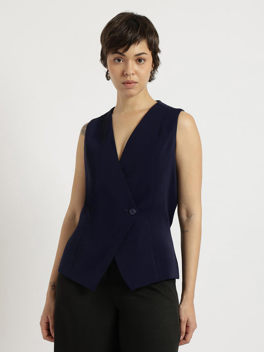 Overlap Waistcoat - Navy Blue