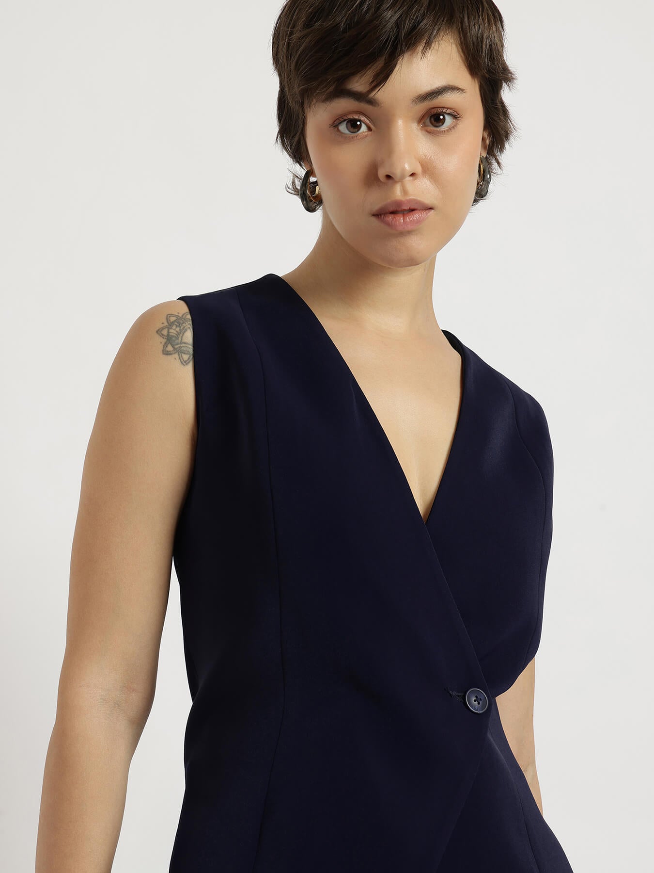 Overlap Waistcoat - Navy Blue