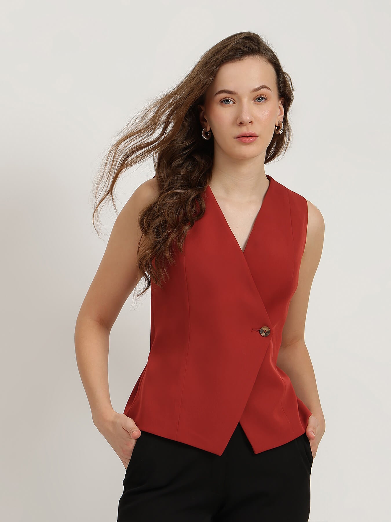Overlap Waistcoat - Rust