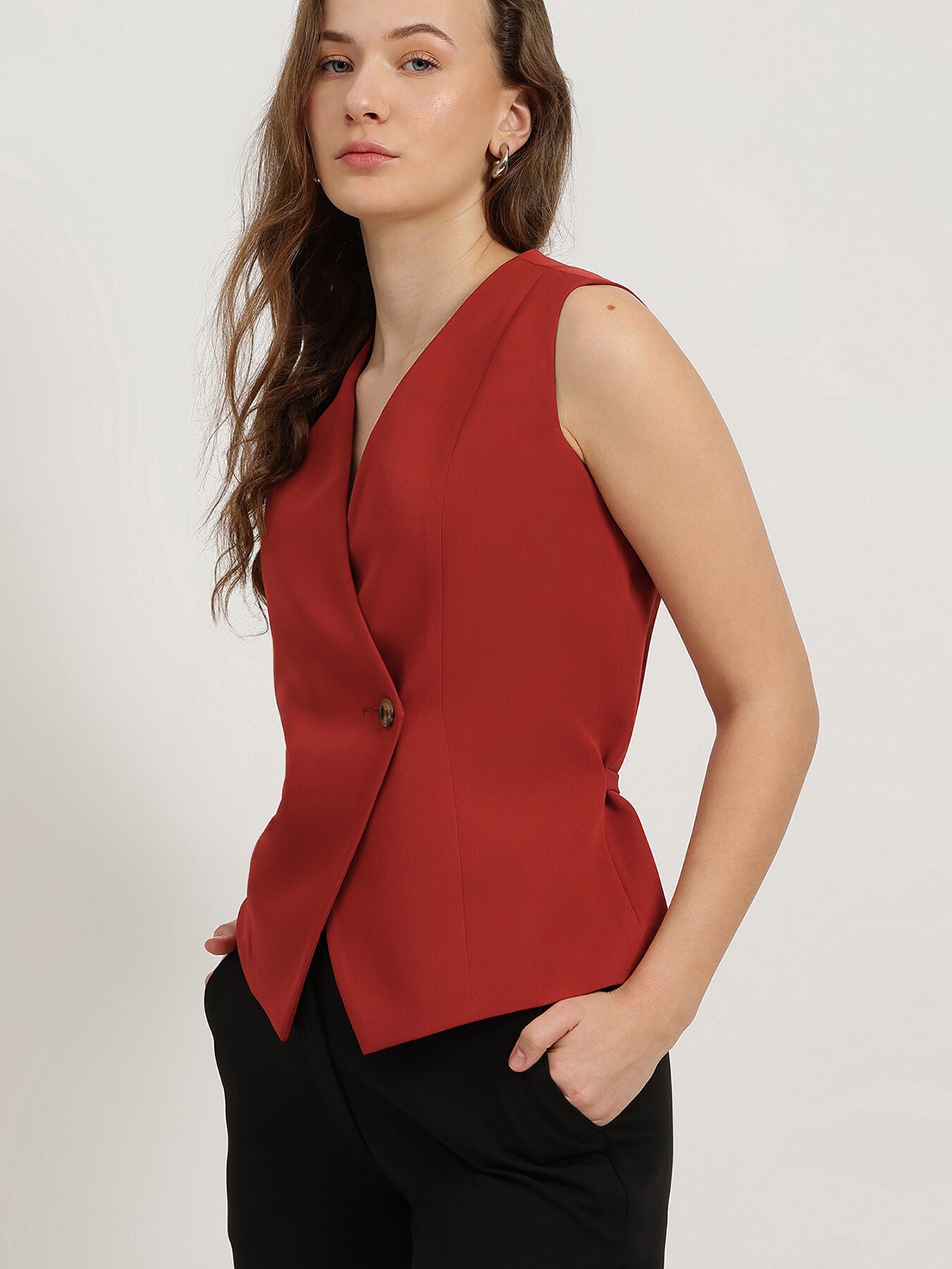 Overlap Waistcoat - Rust