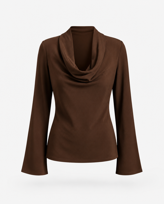 Cowl Neck Top - Brown