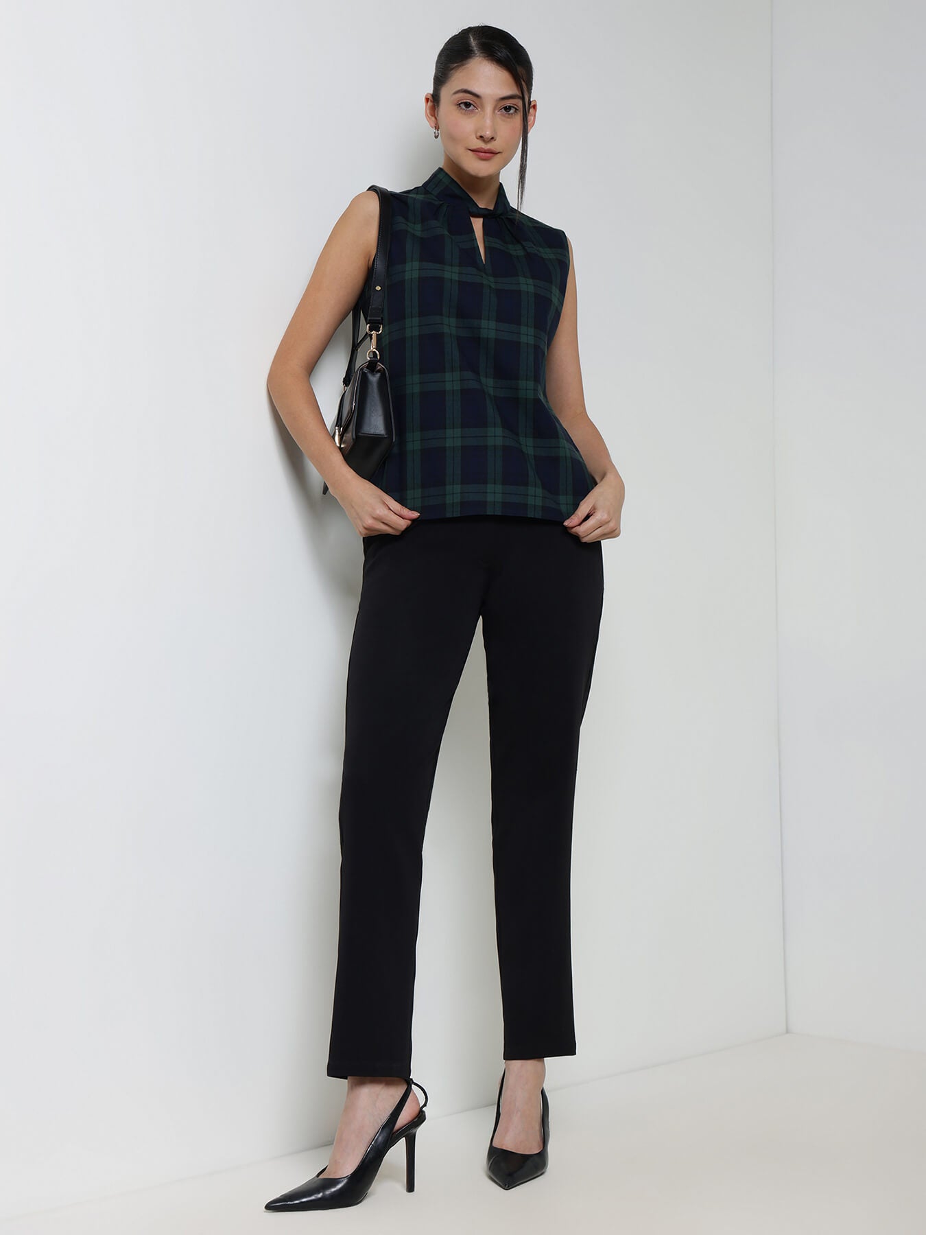 Cotton Checkered Top - Blue