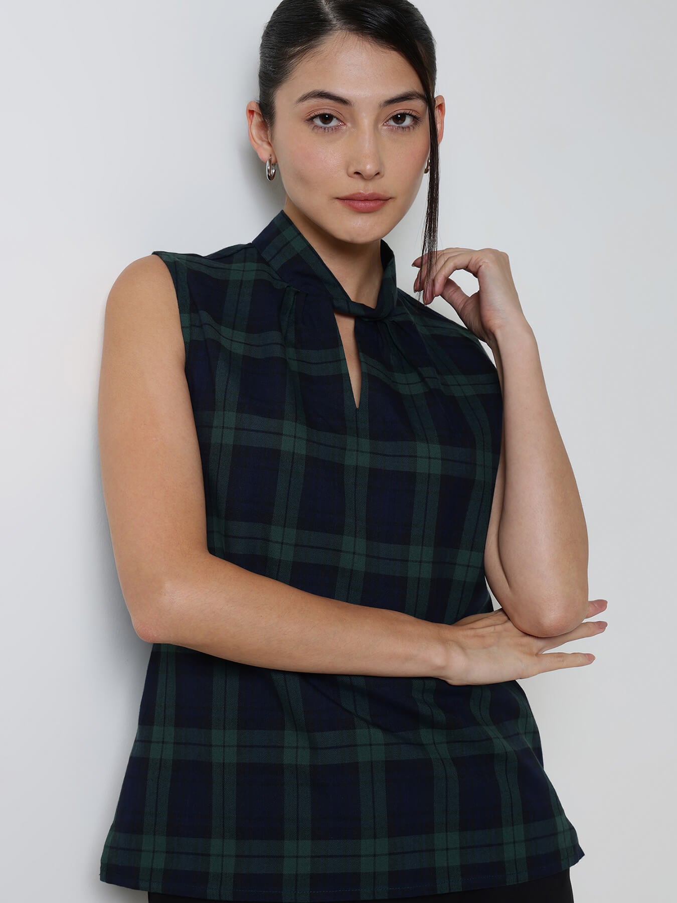 Cotton Checkered Top - Blue