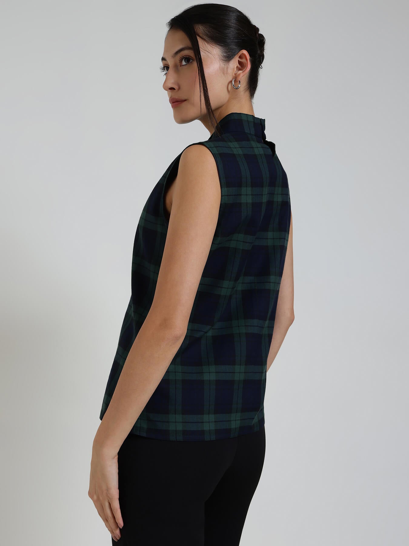 Cotton Checkered Top - Blue