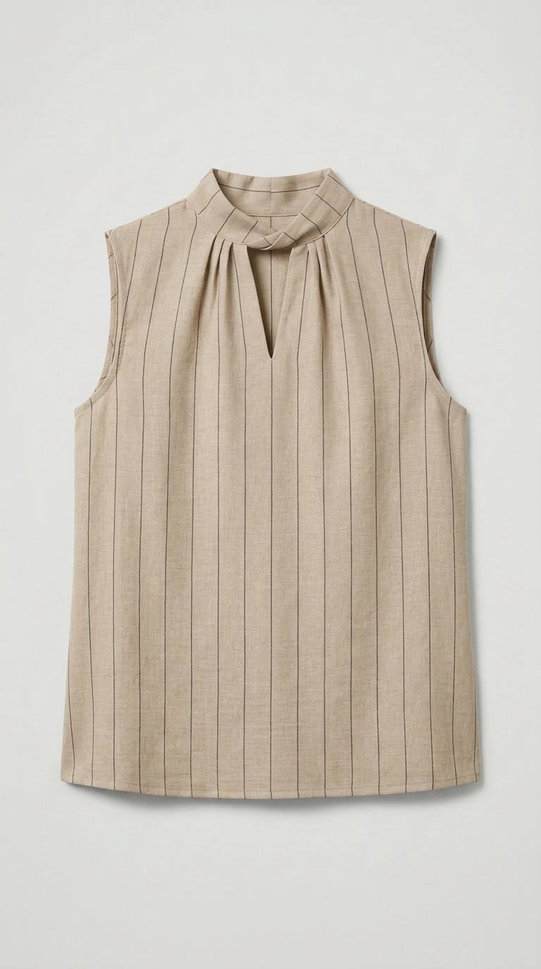 Twisted Band Collar Top - Brown