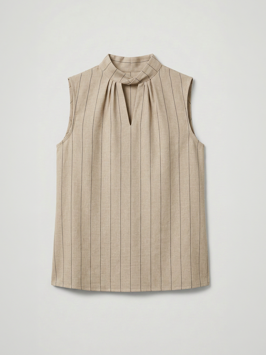 Twisted Band Collar Top - Brown