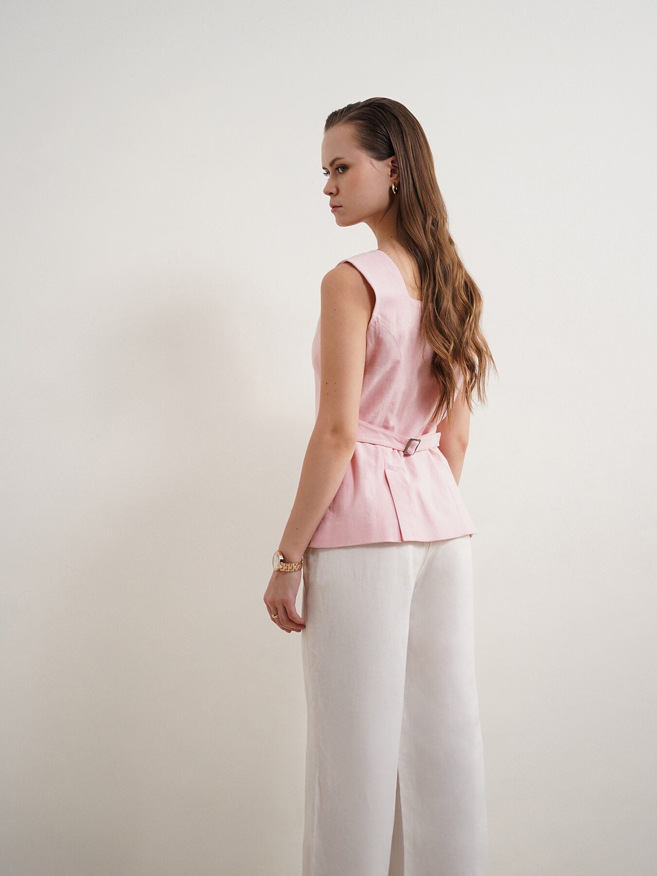 Cotton Linen Waistcoat - Baby Pink