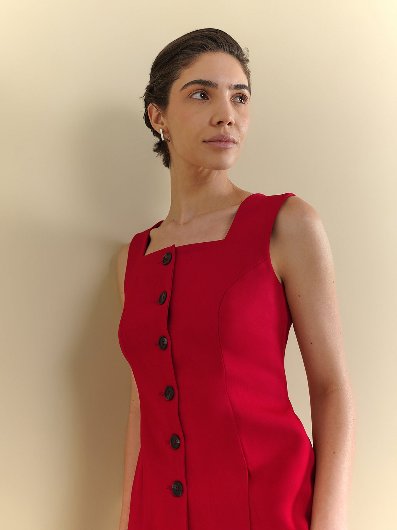 Square Neck Waistcoat - Red