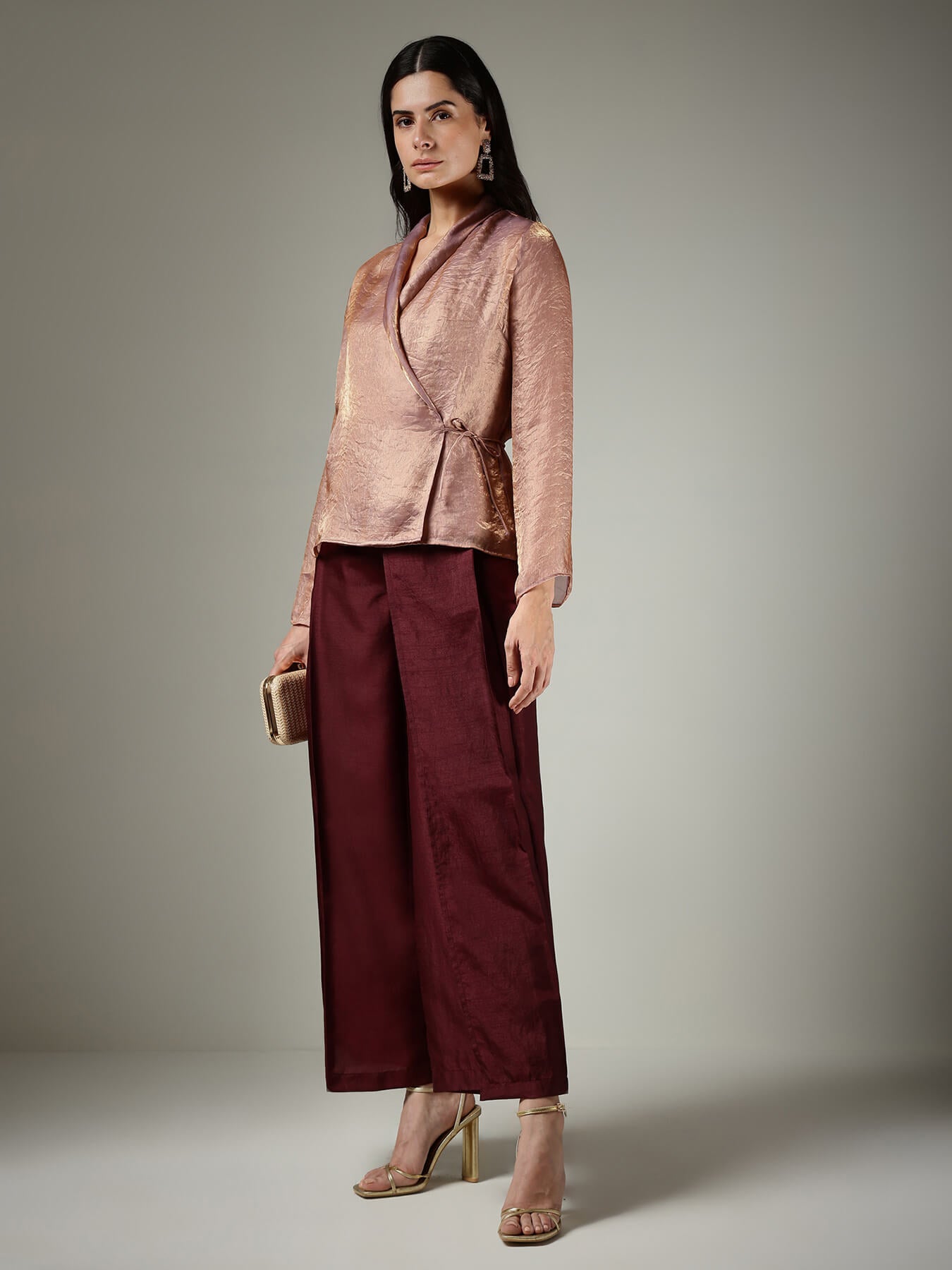 V-Neck Tie-Up Top - Mauve-STORE-SKU