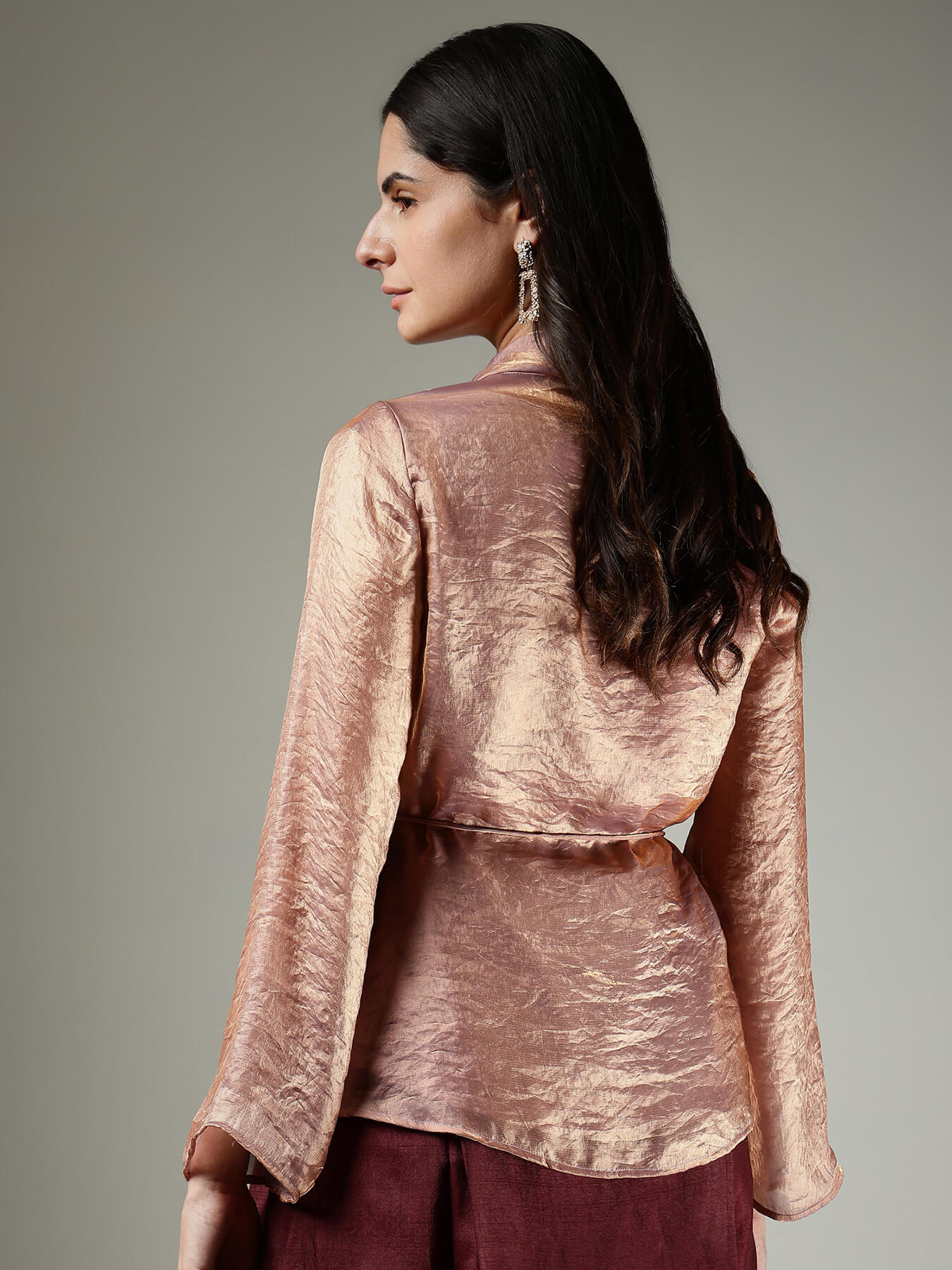 V-Neck Tie-Up Top - Mauve-STORE-SKU