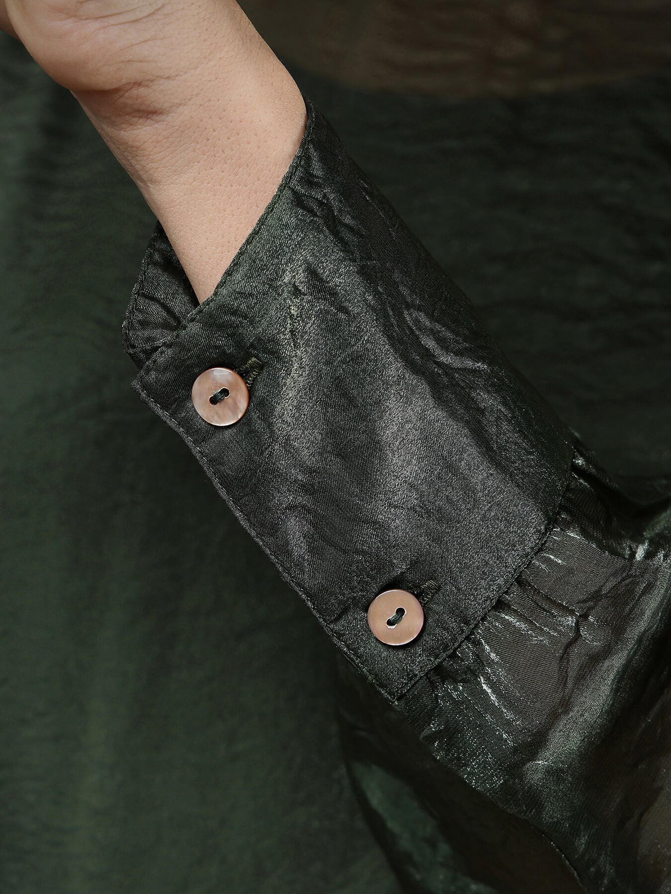 Silk High Neck Top - Green