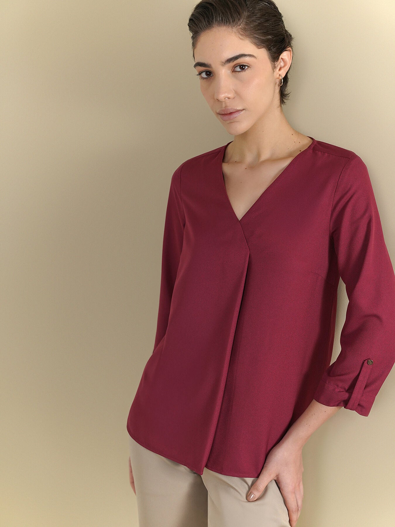 V-Neck Top - Wine