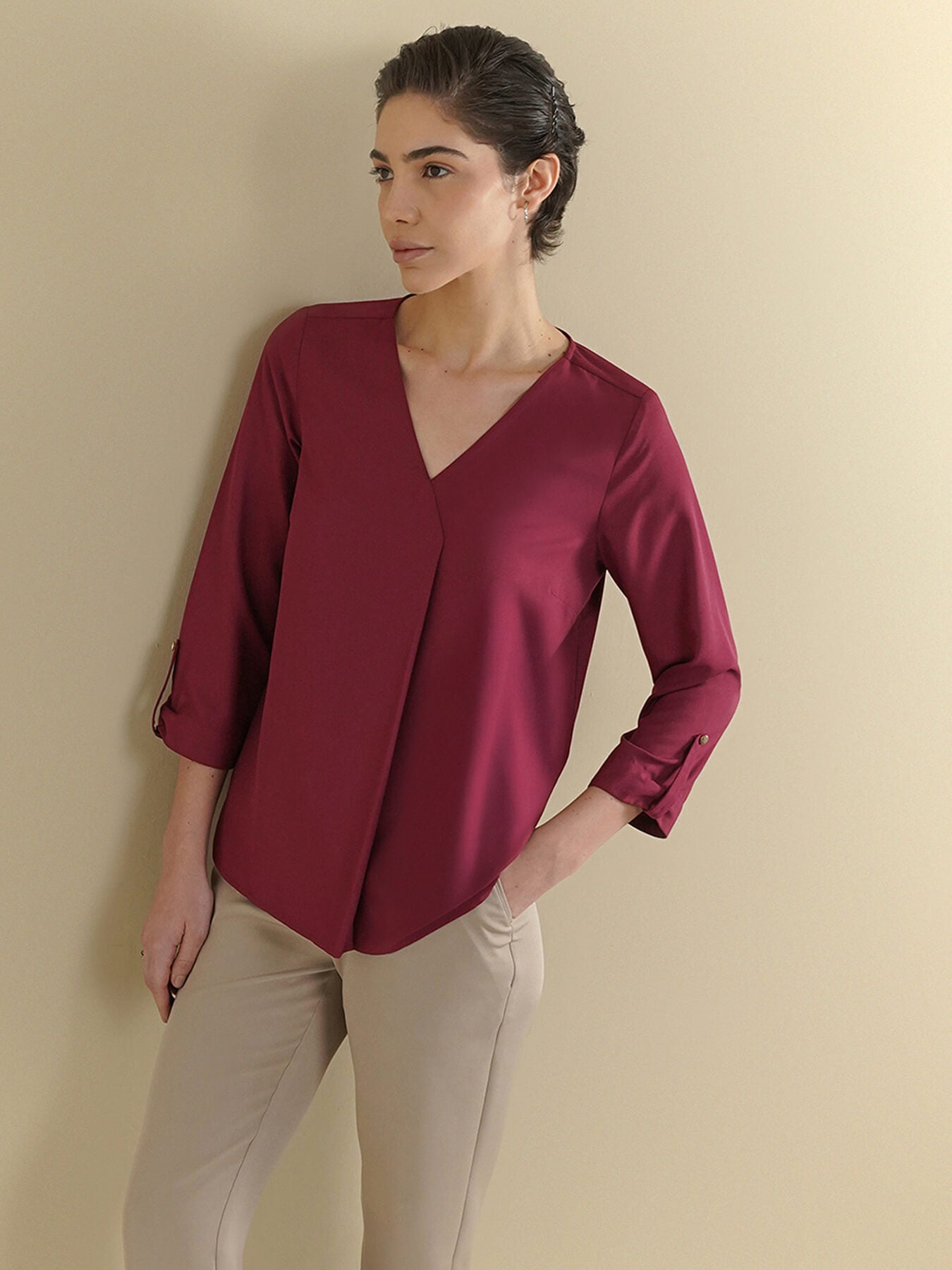 V-Neck Top - Wine