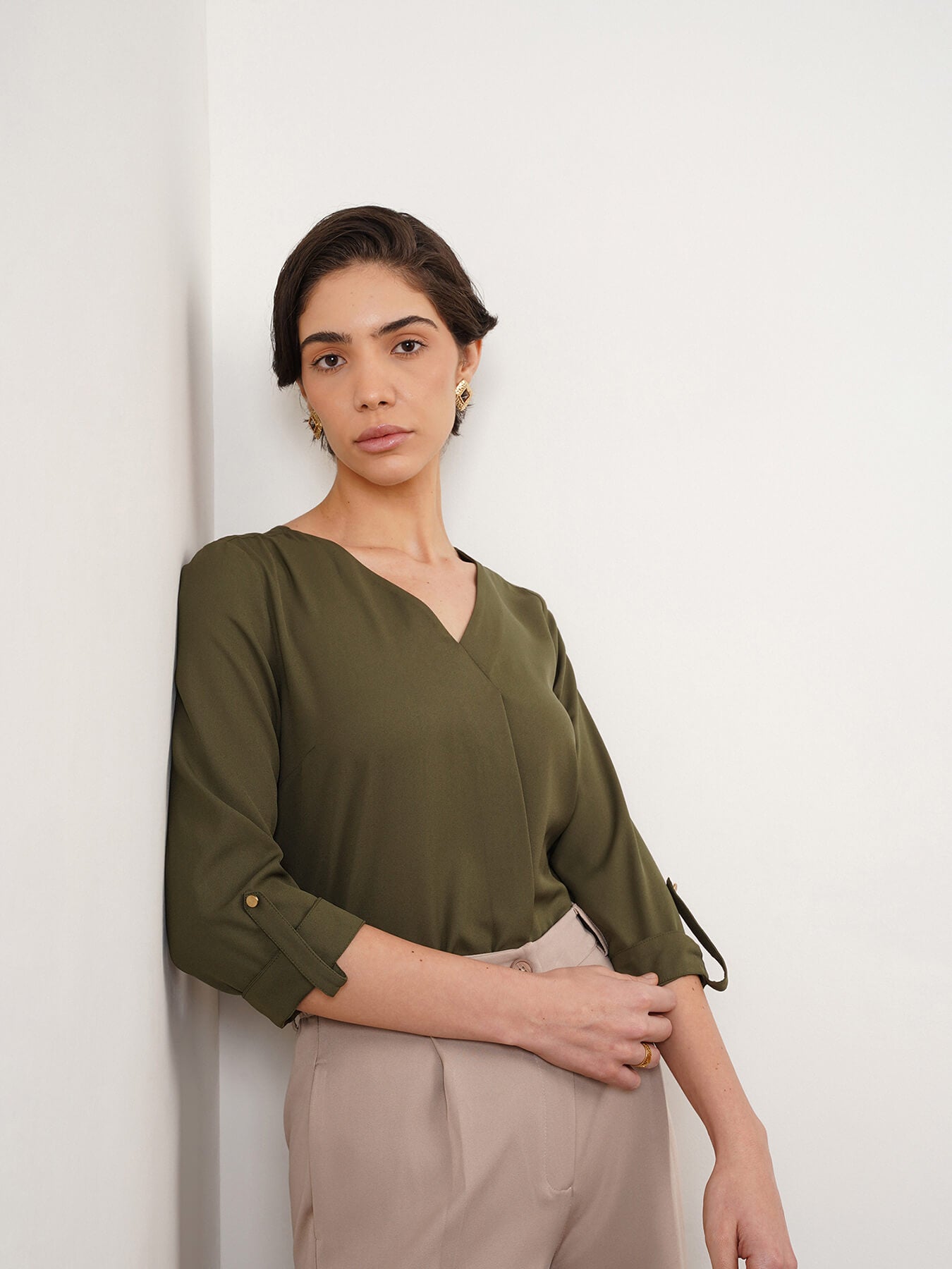 V-Neck Top - Olive