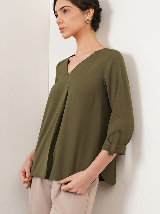 V-Neck Top - Olive