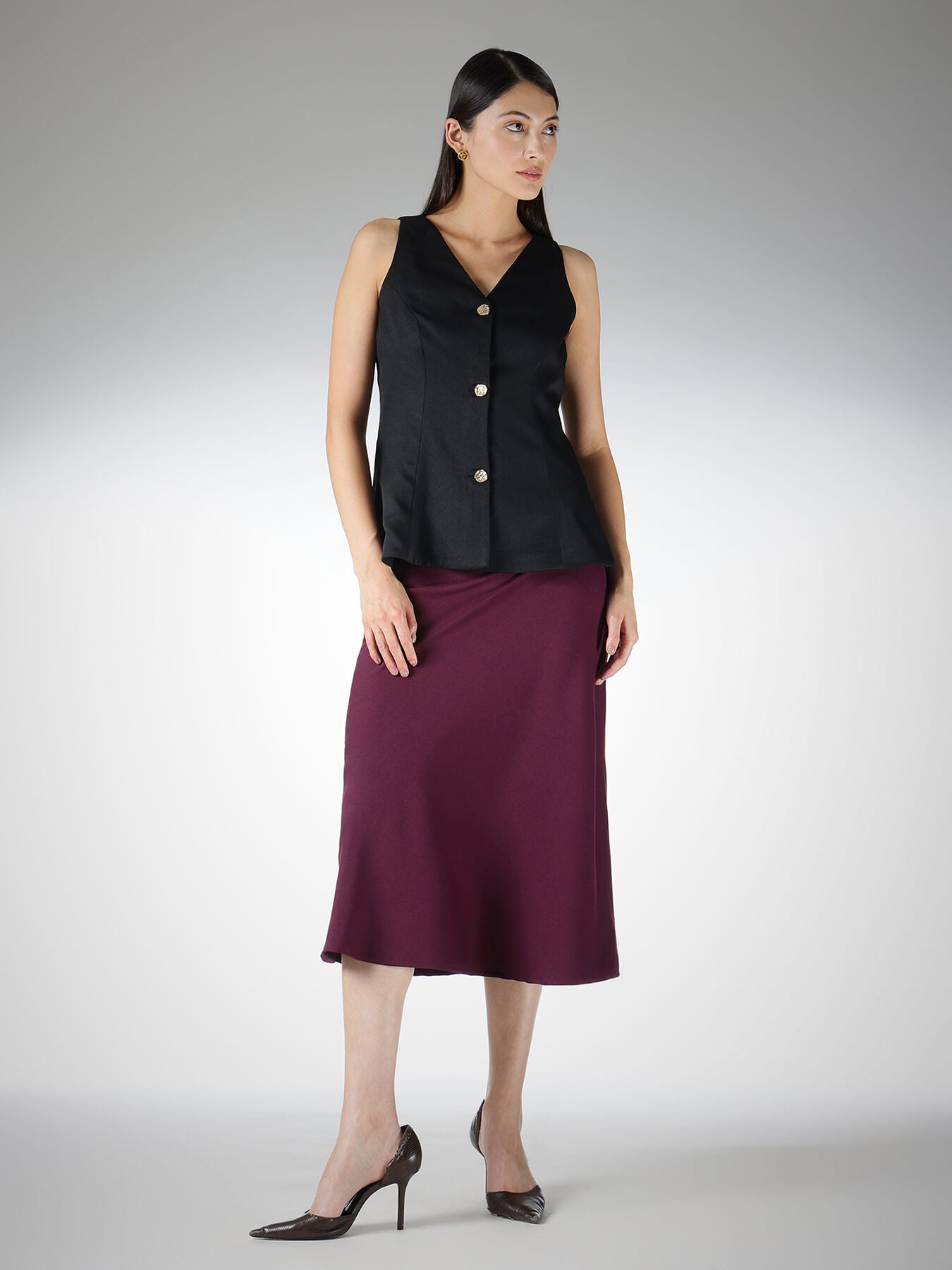 Peplum Style Waistcoat - Black