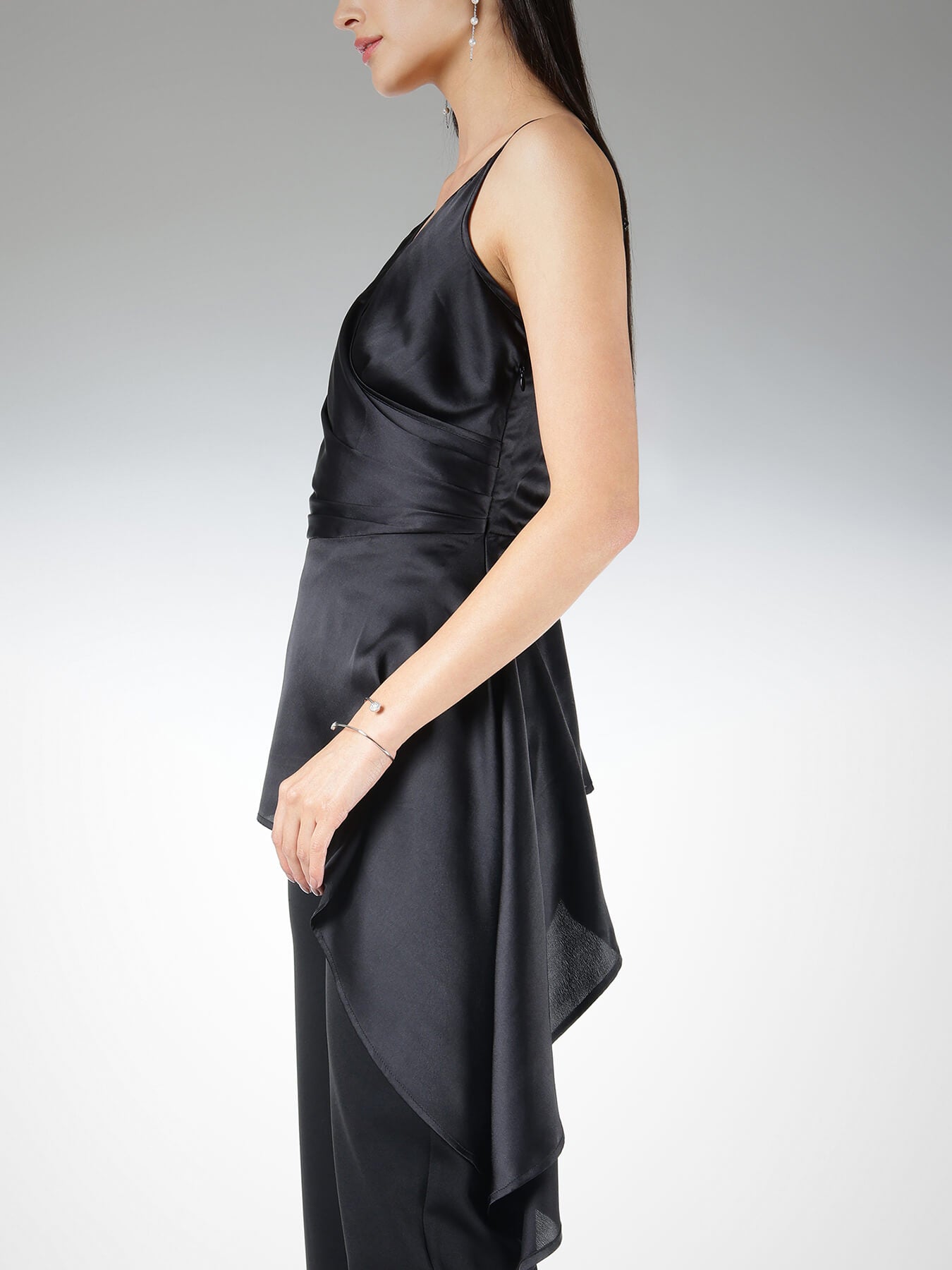 Satin Asymmetric Top - Black