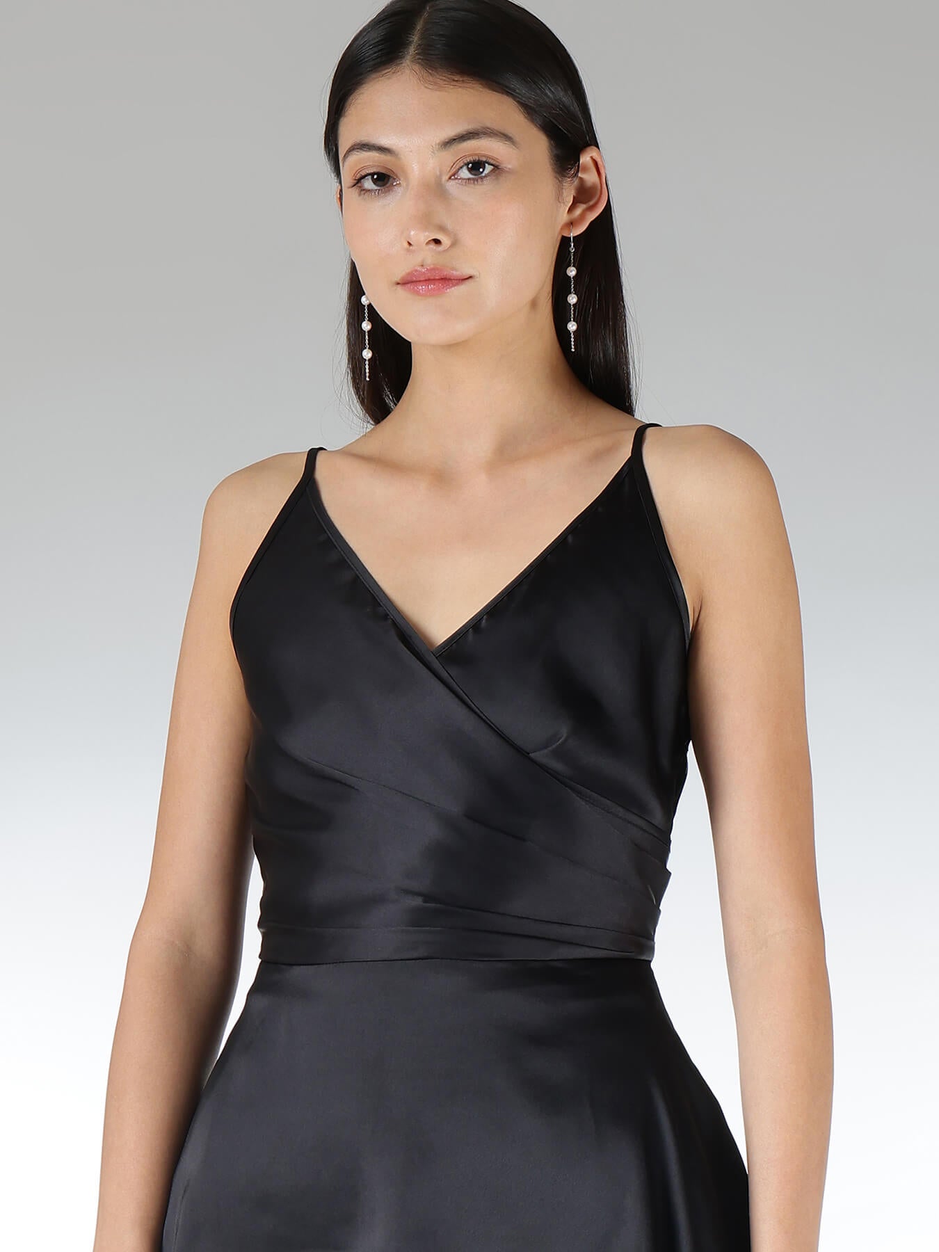Satin Asymmetric Top - Black