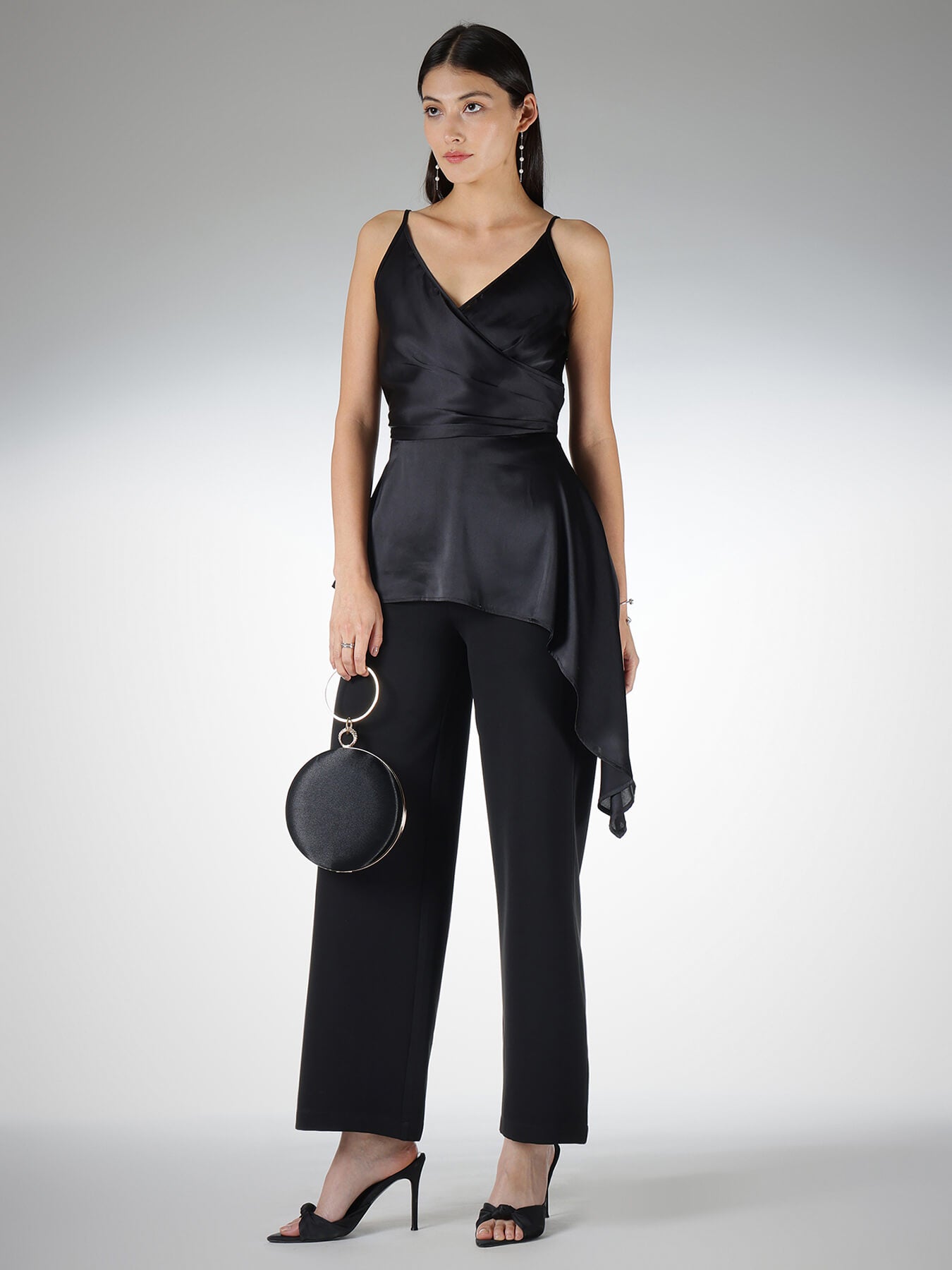 Satin Asymmetric Top - Black