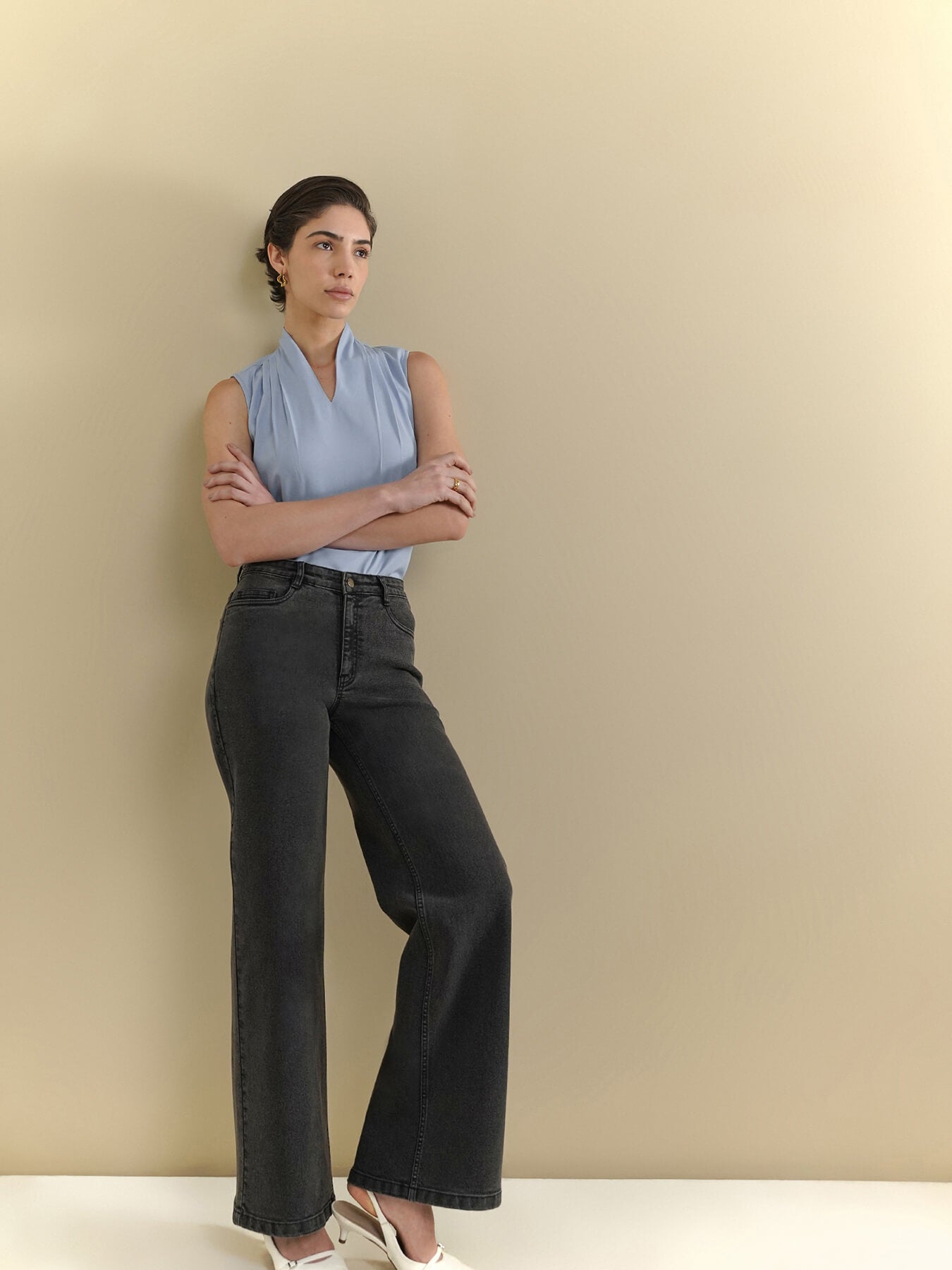 V-Neck Top - Light Blue