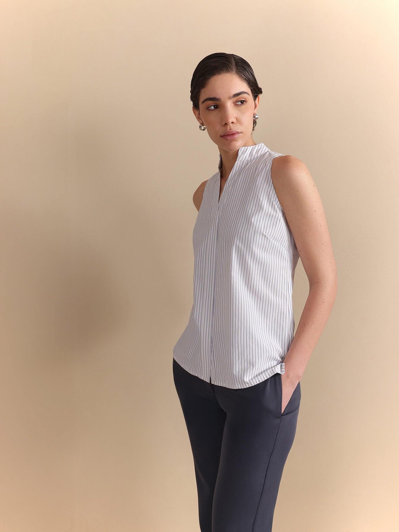 Cotton Striped Top - White