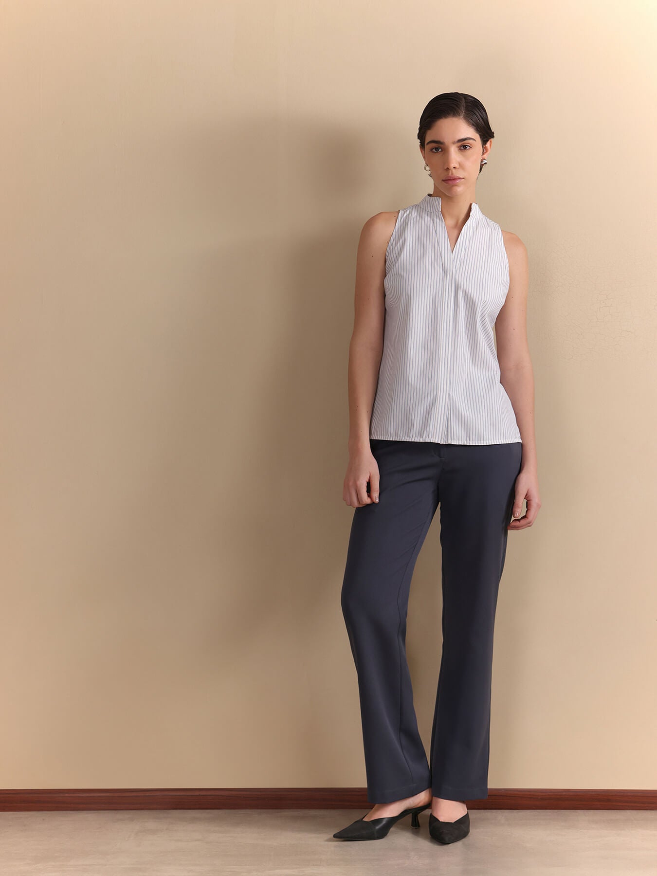 Cotton Striped Top - White