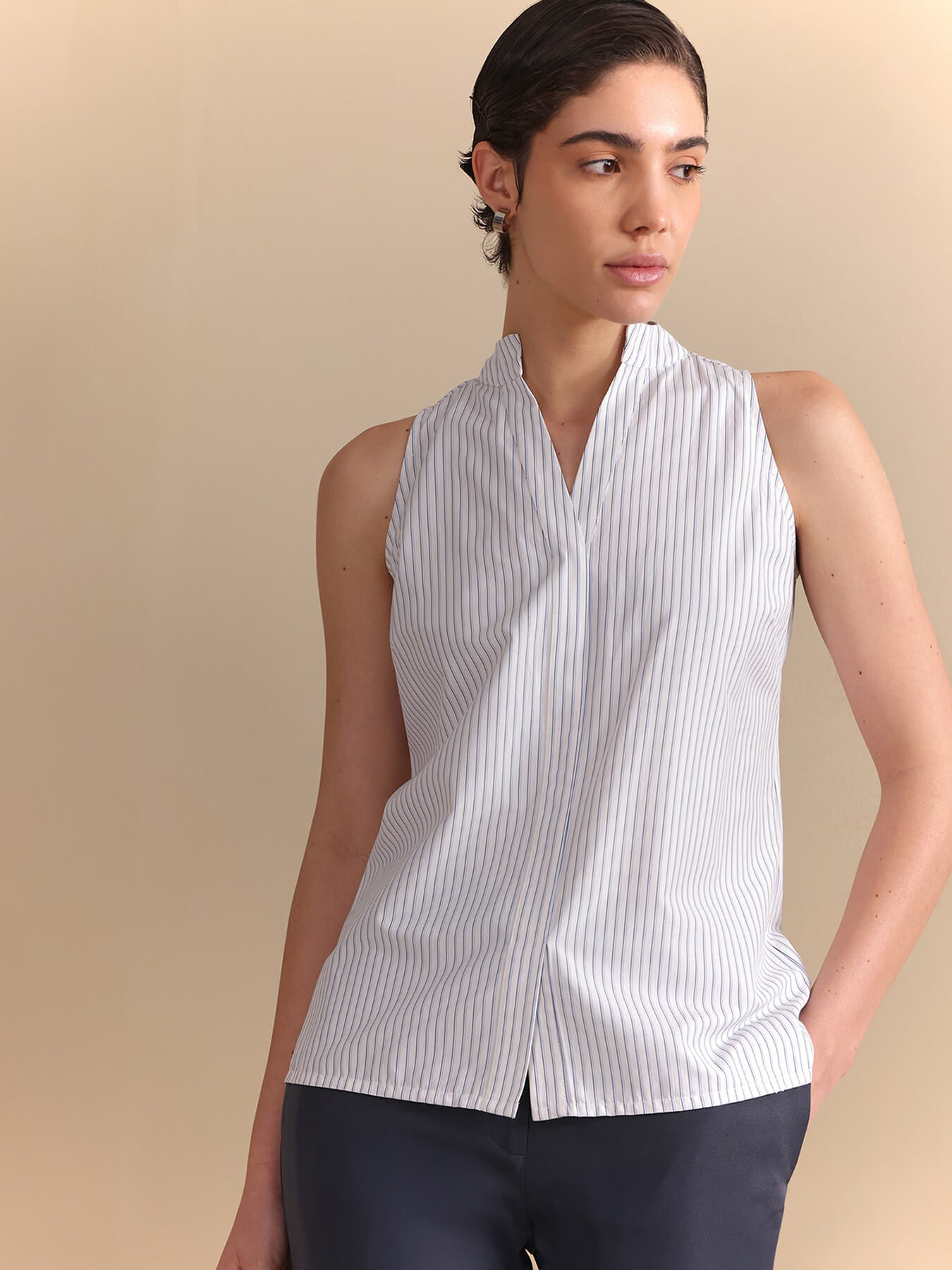 Cotton Striped Top - White