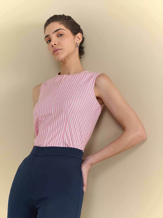 Cotton Striped Top - Pink