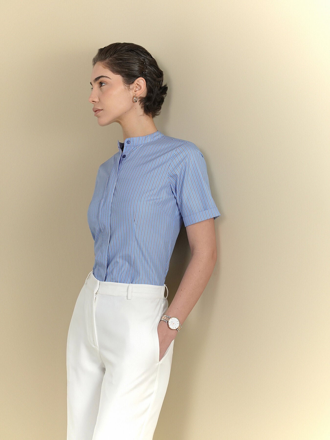 Cotton Striped Top - Blue