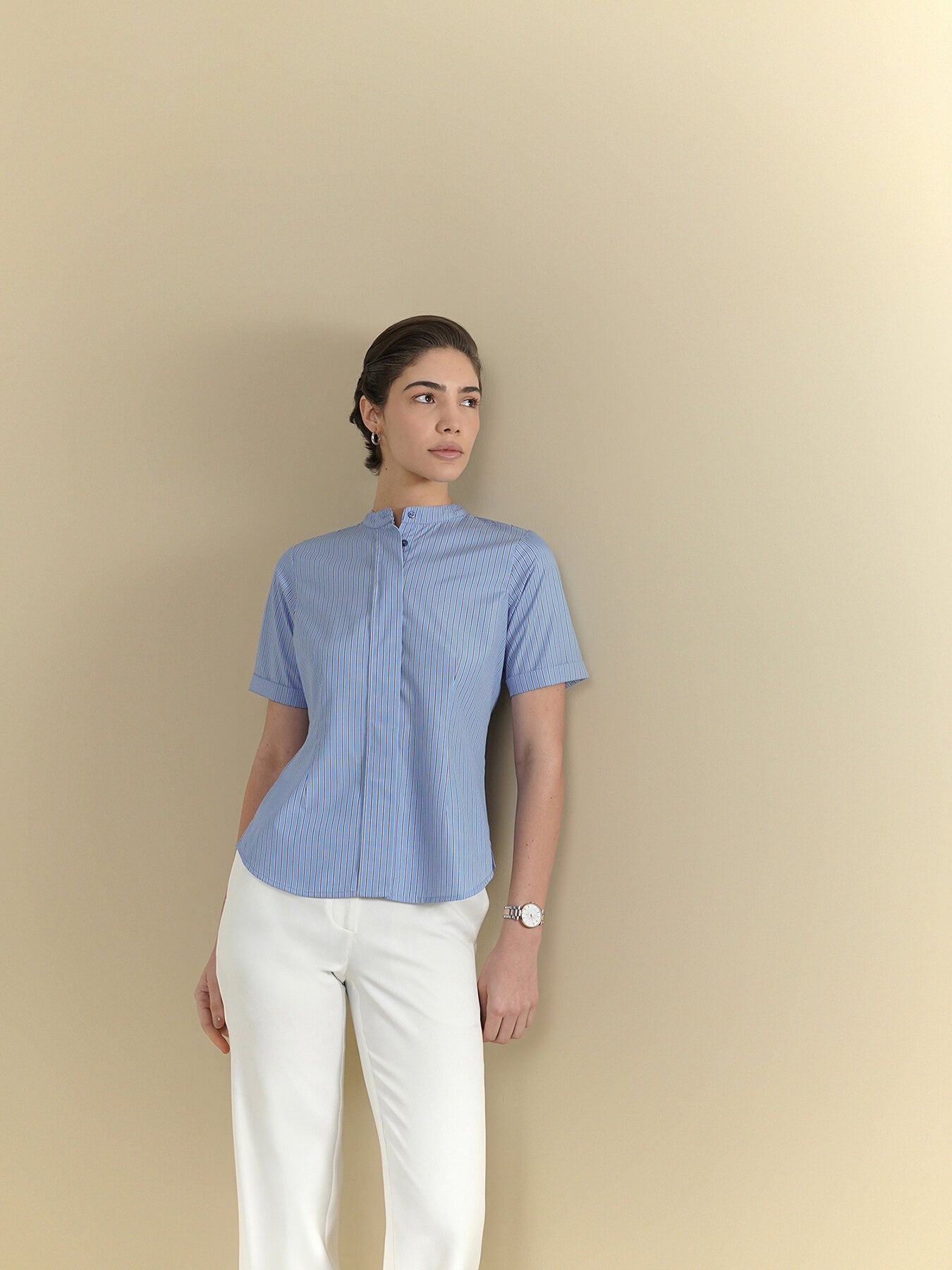 Cotton Striped Top - Blue