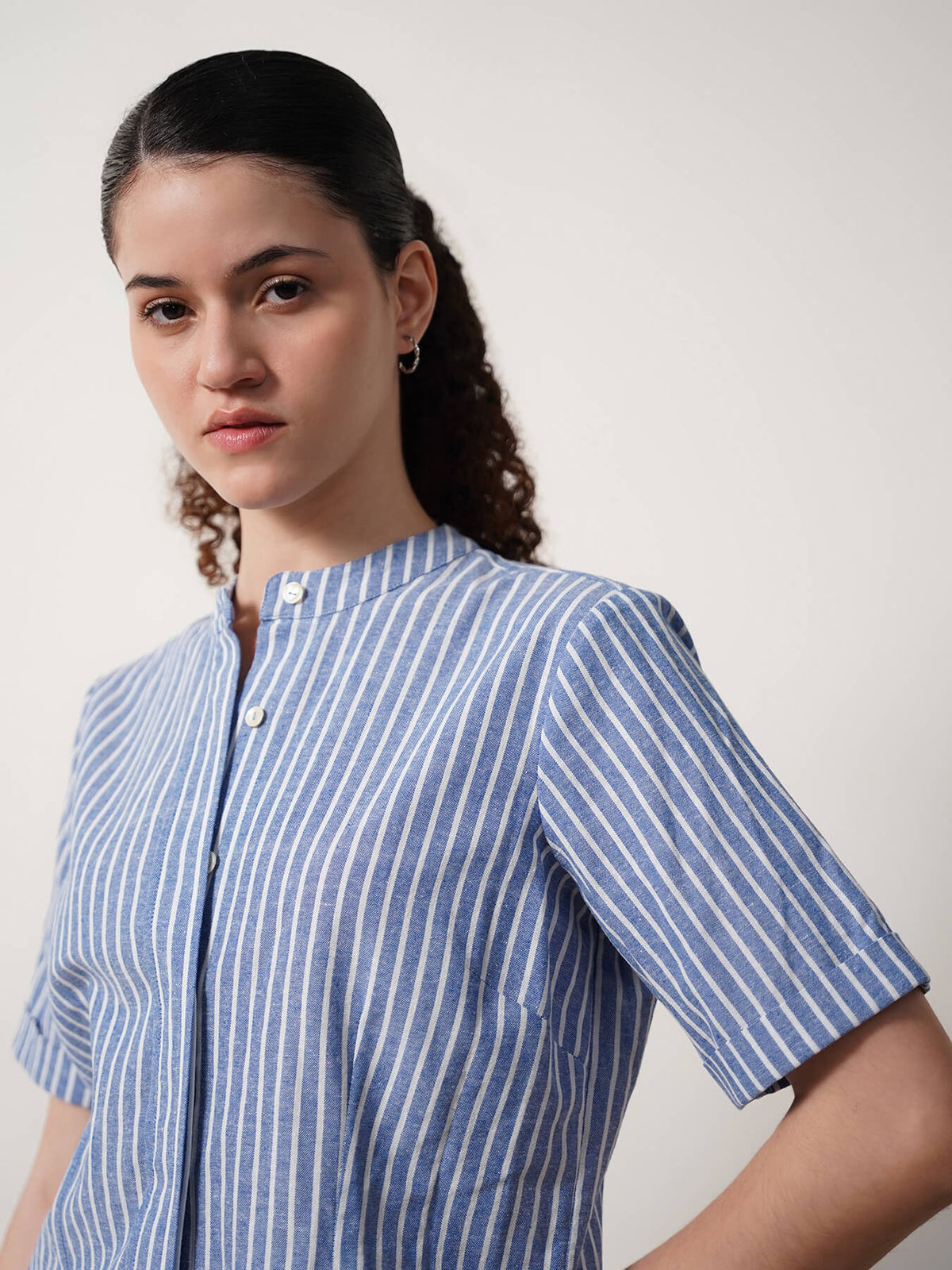 Pure Cotton Striped Top - Blue