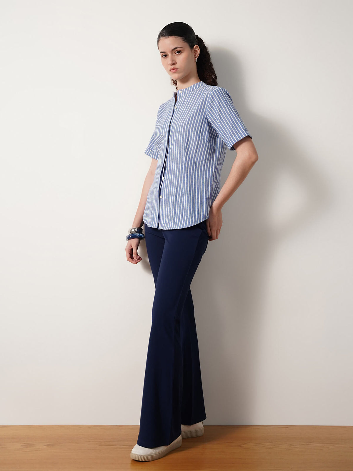 Pure Cotton Striped Top - Blue