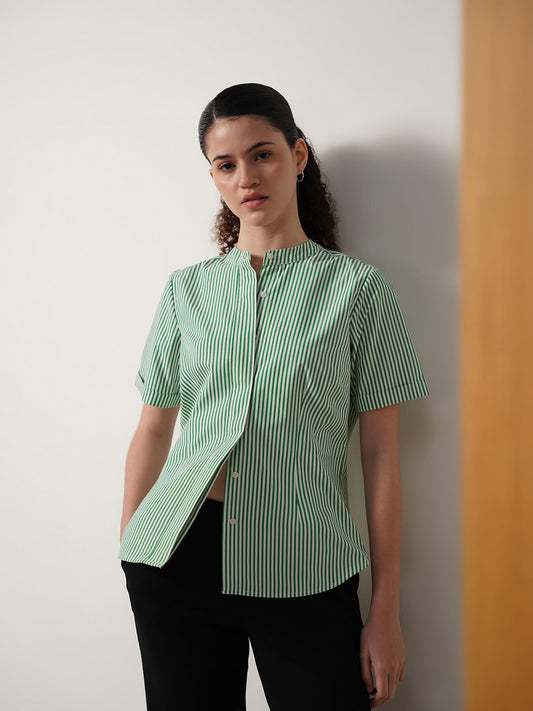 Cotton Striped Top - Green