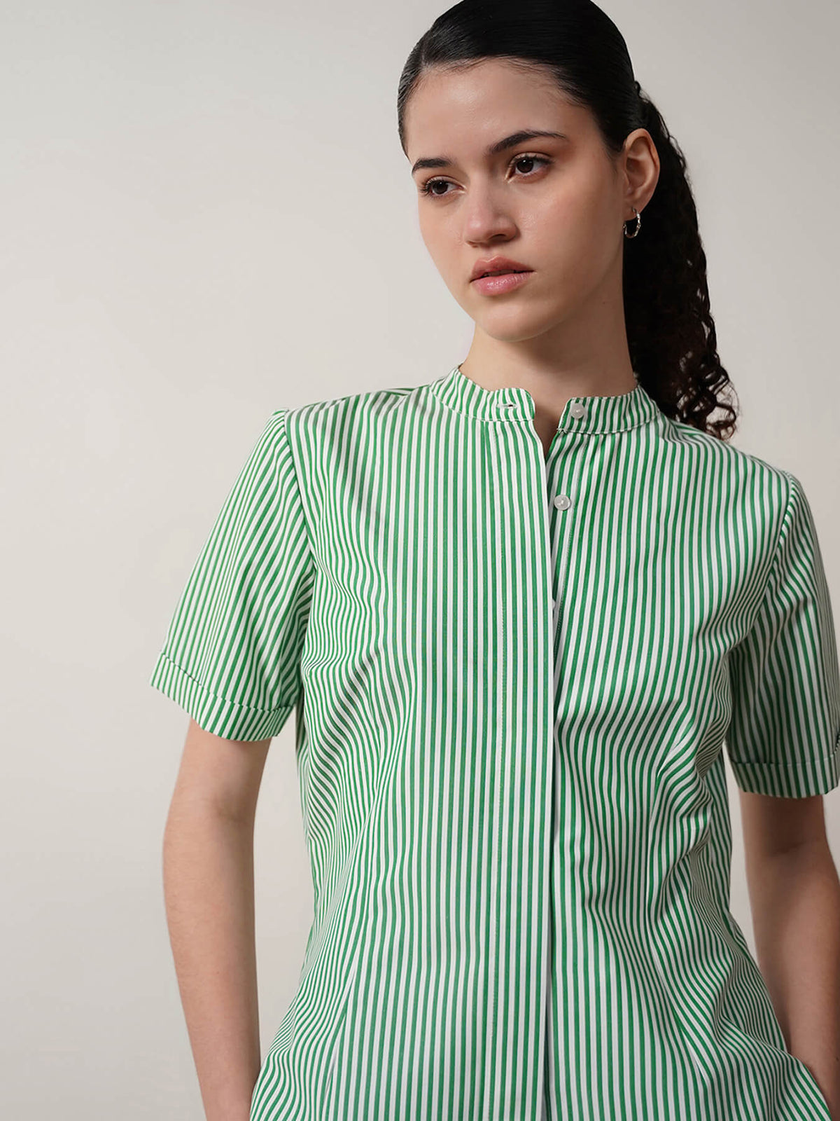 Cotton Striped Top - Green