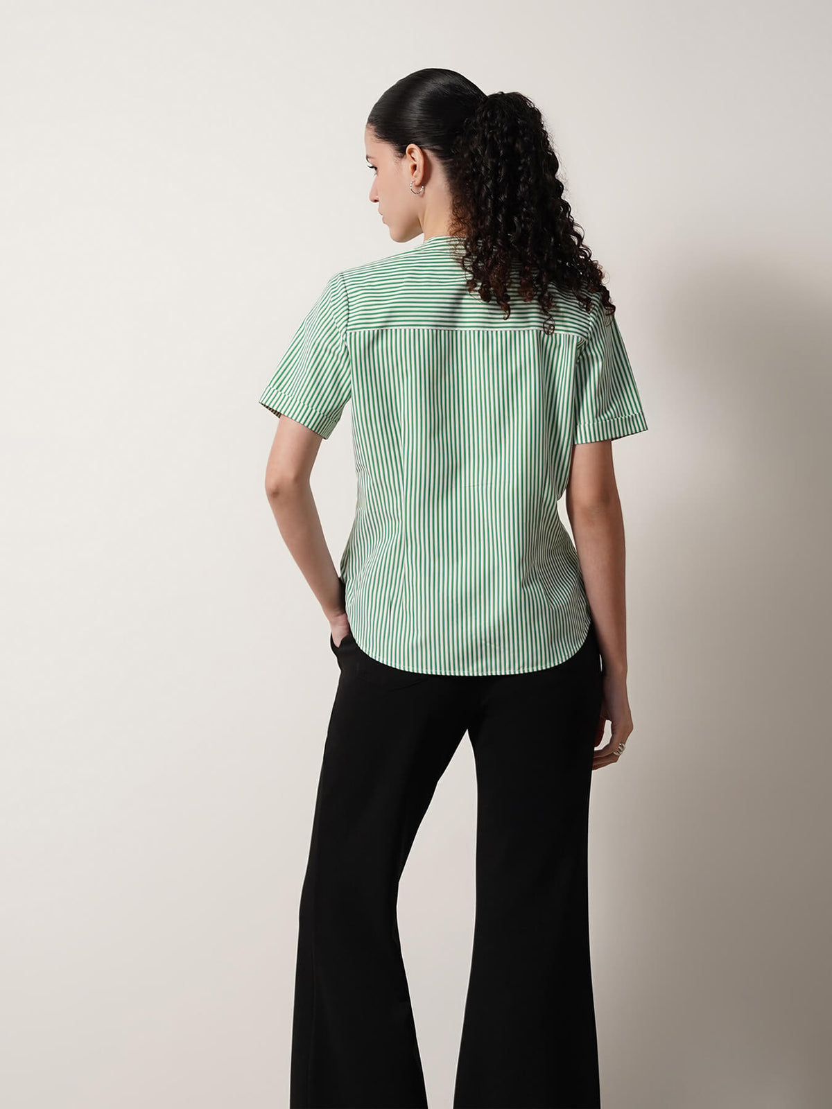 Cotton Striped Top - Green
