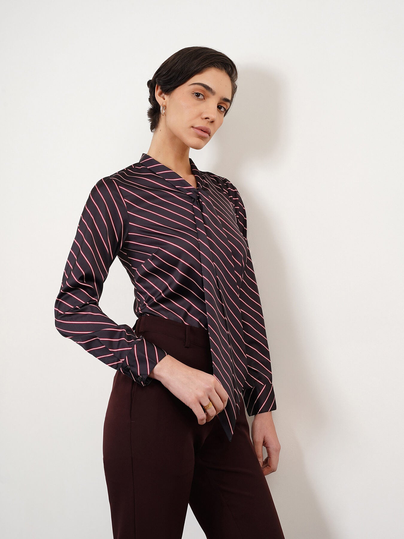 Satin Striped Top - Multicolour