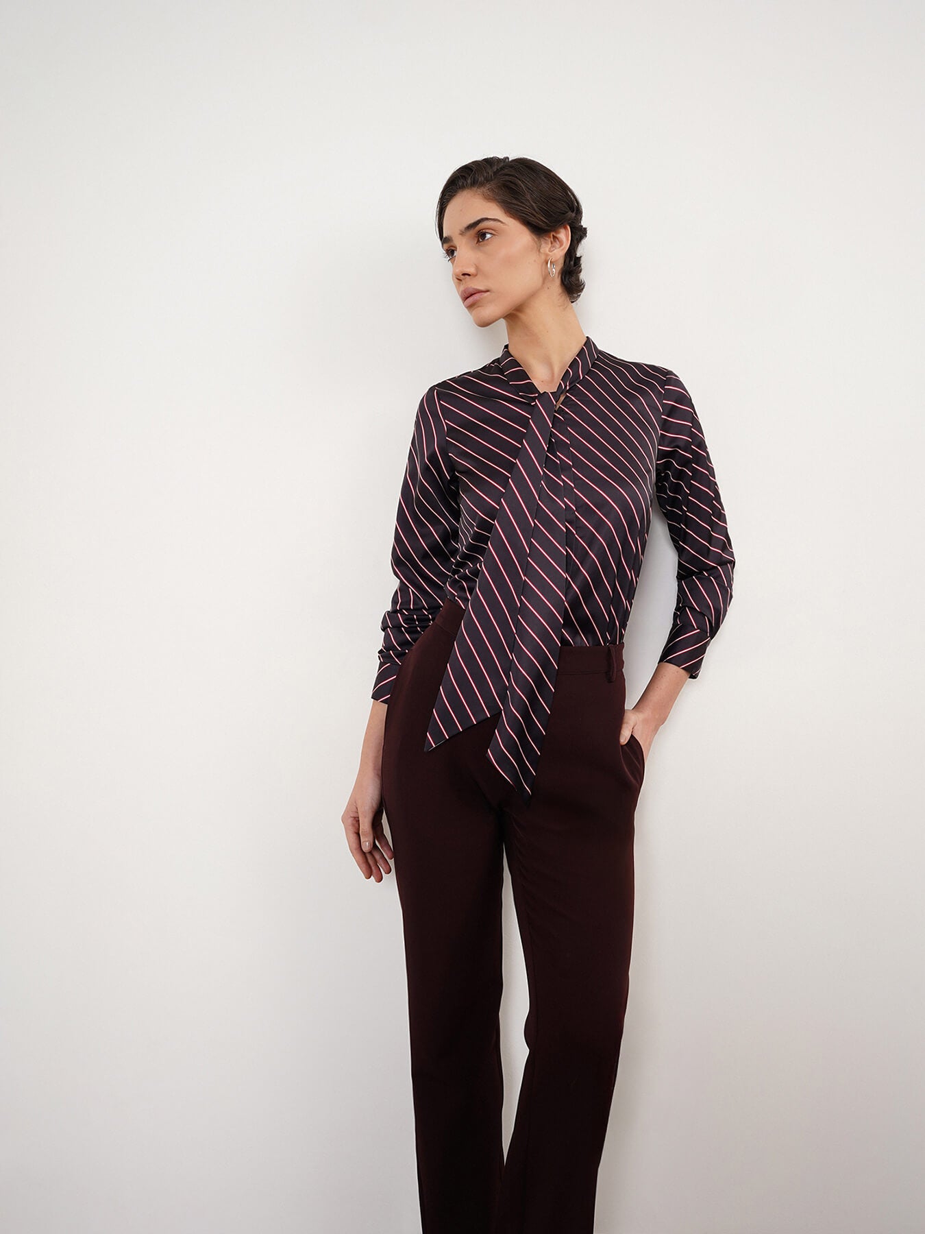 Satin Striped Top - Multicolour